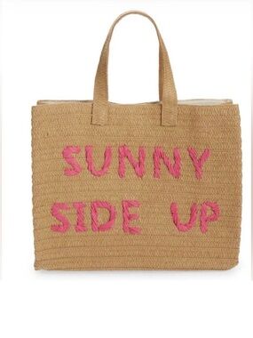 NWT BTB Los Angeles Sunny Side Up Straw Tote Bag